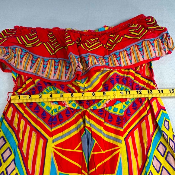 Flying Tomato • Flounce Strapless Dress Size Large Tribal High Low Colorful Cute - Picture 9 of 10